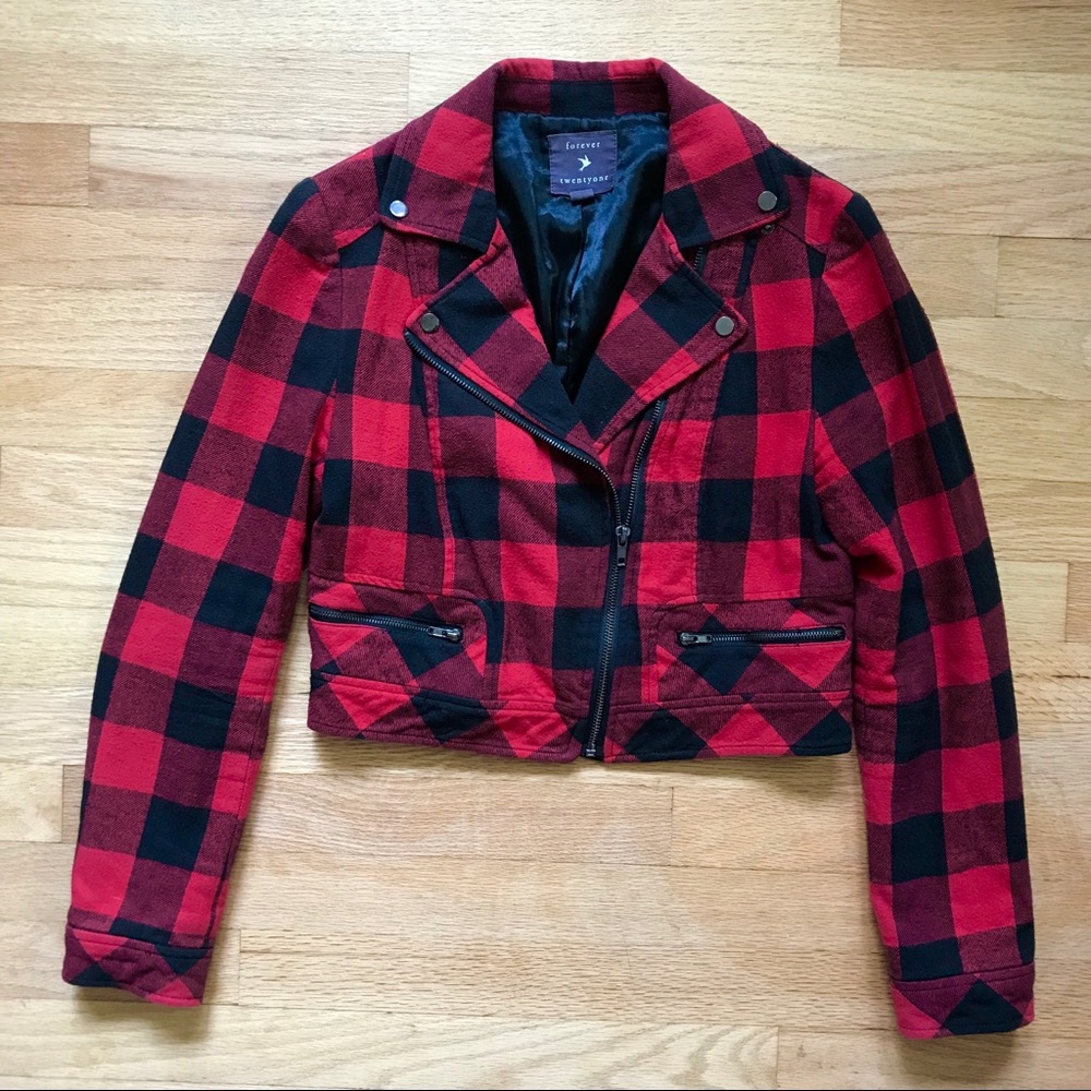 cropped plaid alternative rockabilly jacket size M